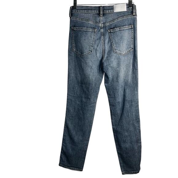 Pistola Charlie High Rise Straight Jeans Size 27 Side Stripe Distressed Denim - Picture 3 of 7